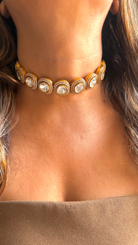Uncut Polki minimal choker with studs