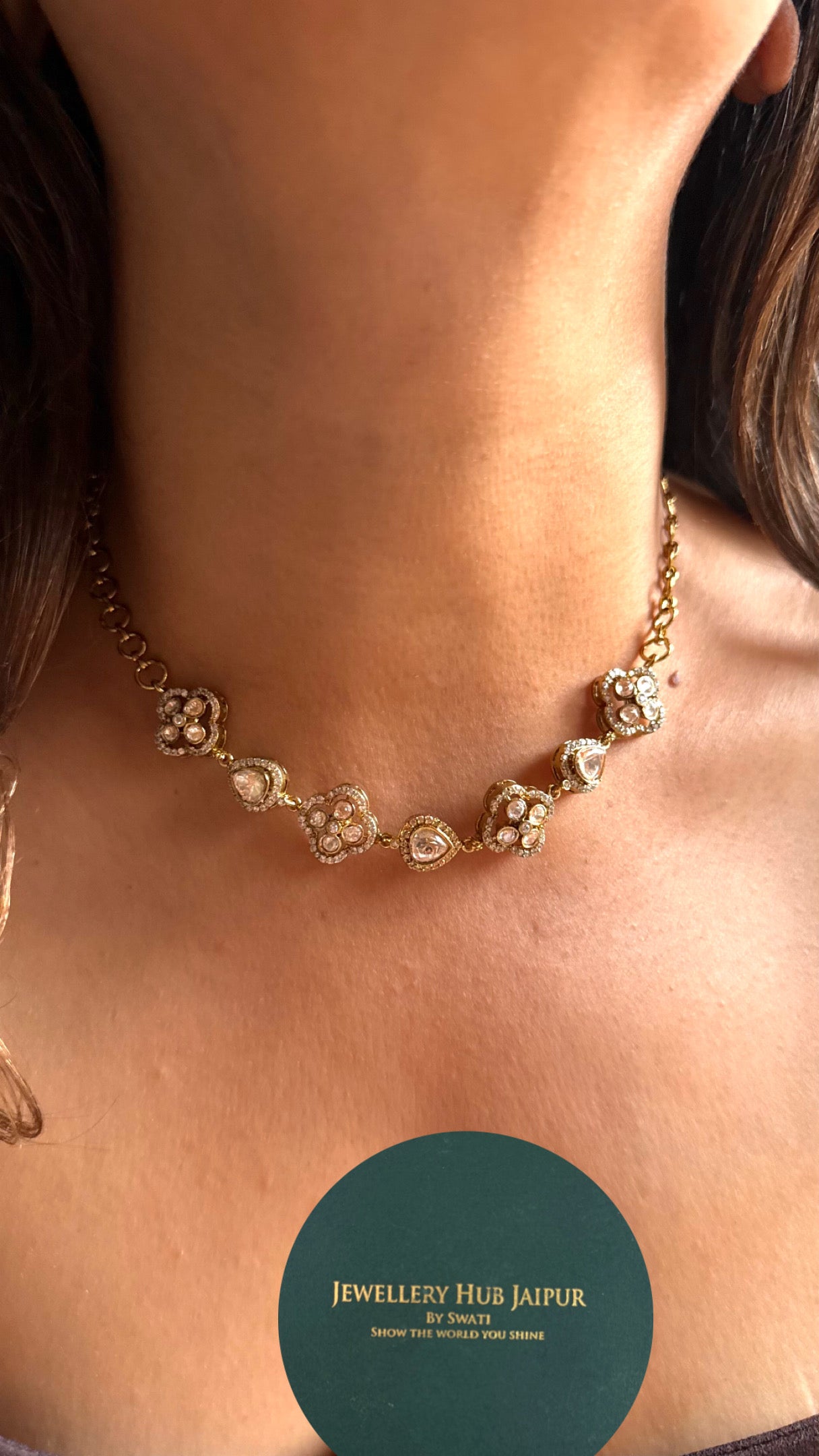 Peeli polki floral Victorian minimalist Necklace