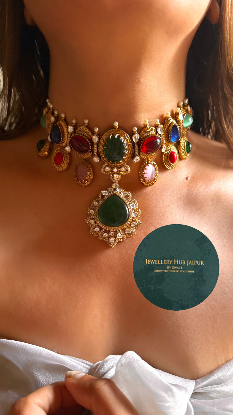 Navratna doublet choker set