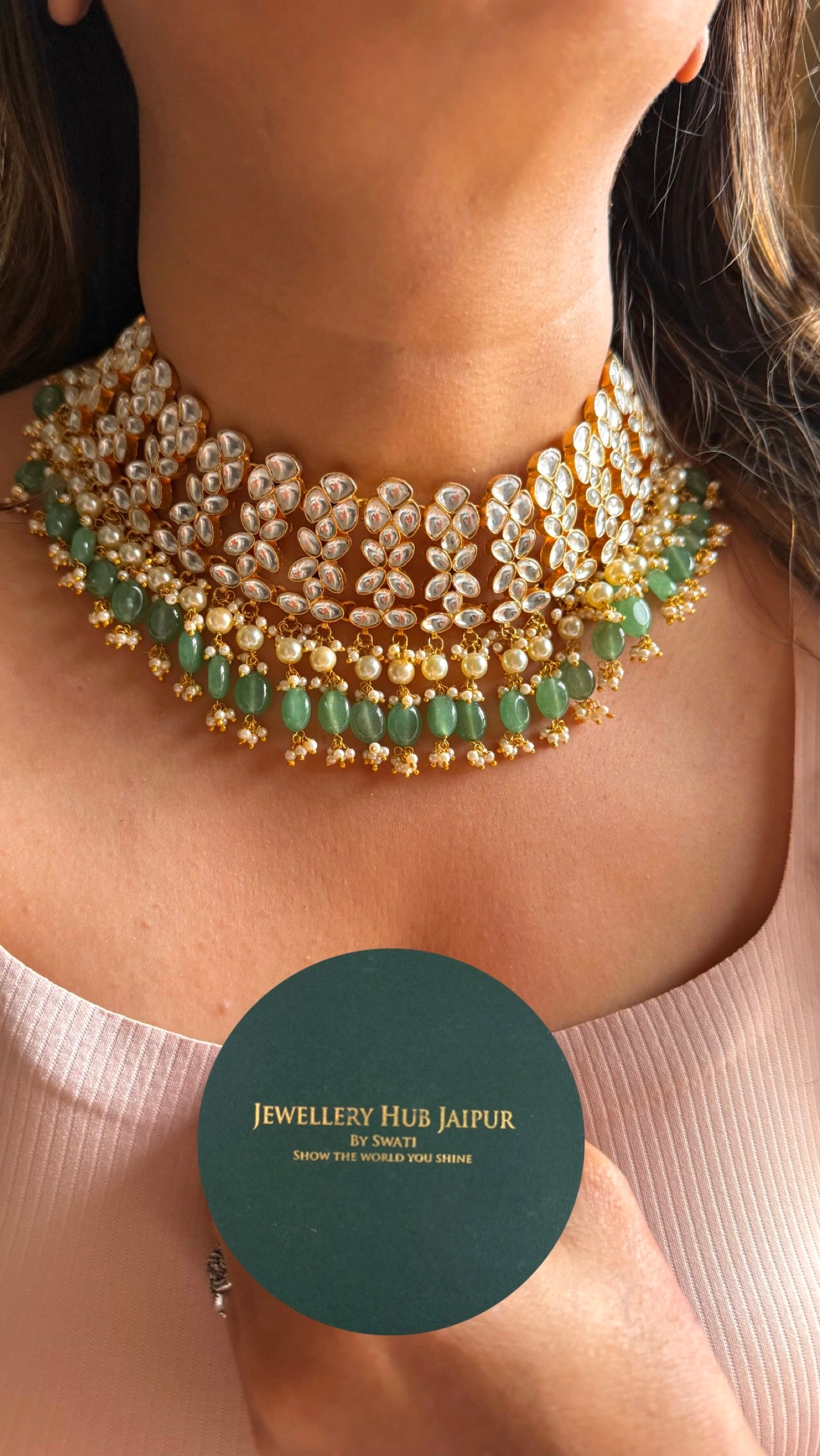 Paachi Kundan with strawberry drops bridal choker necklace