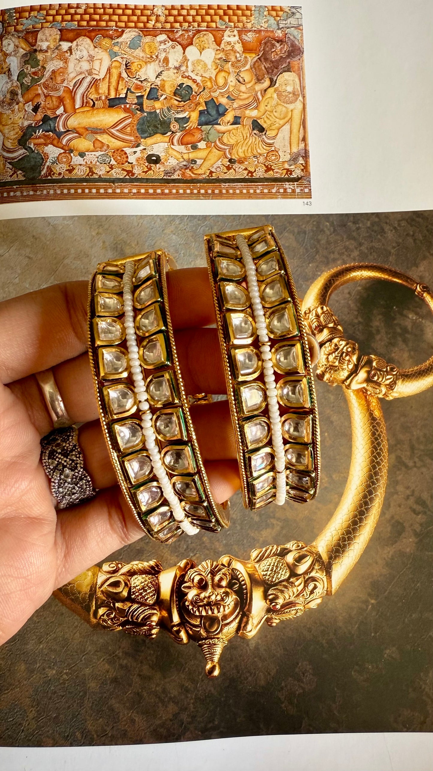 AC kundan emerald meenakari openable bangle