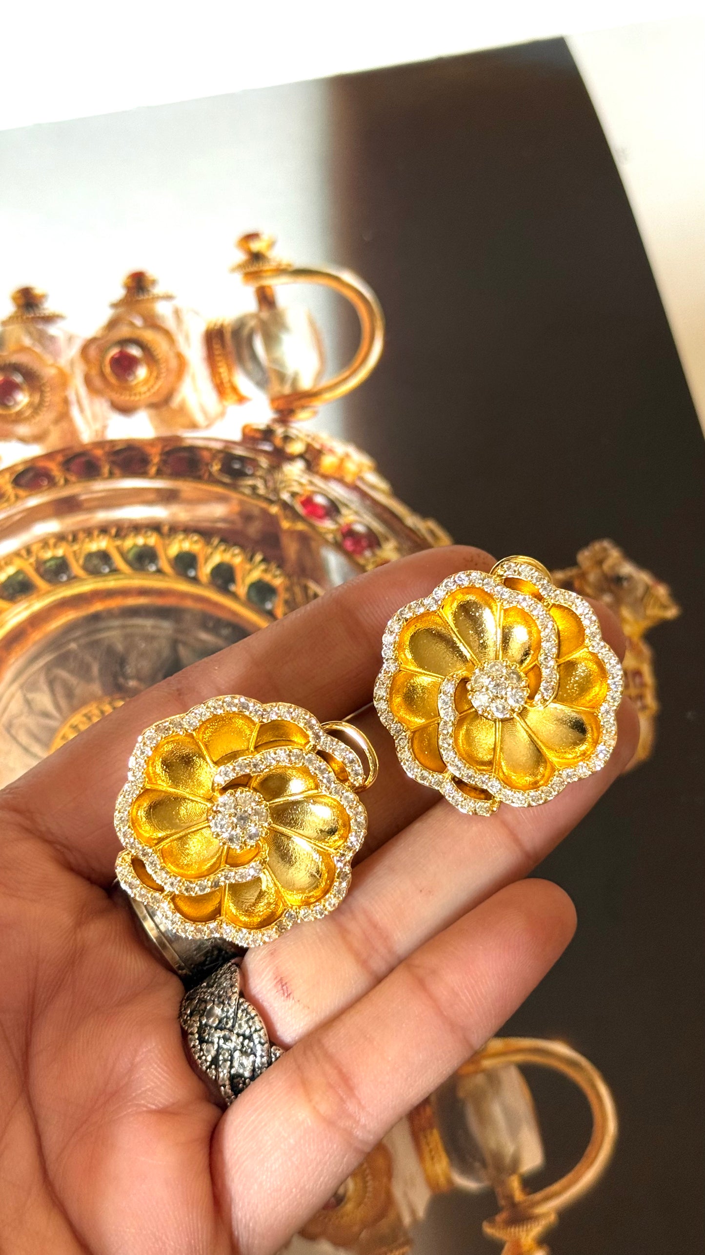 Floral dubai Gold studs