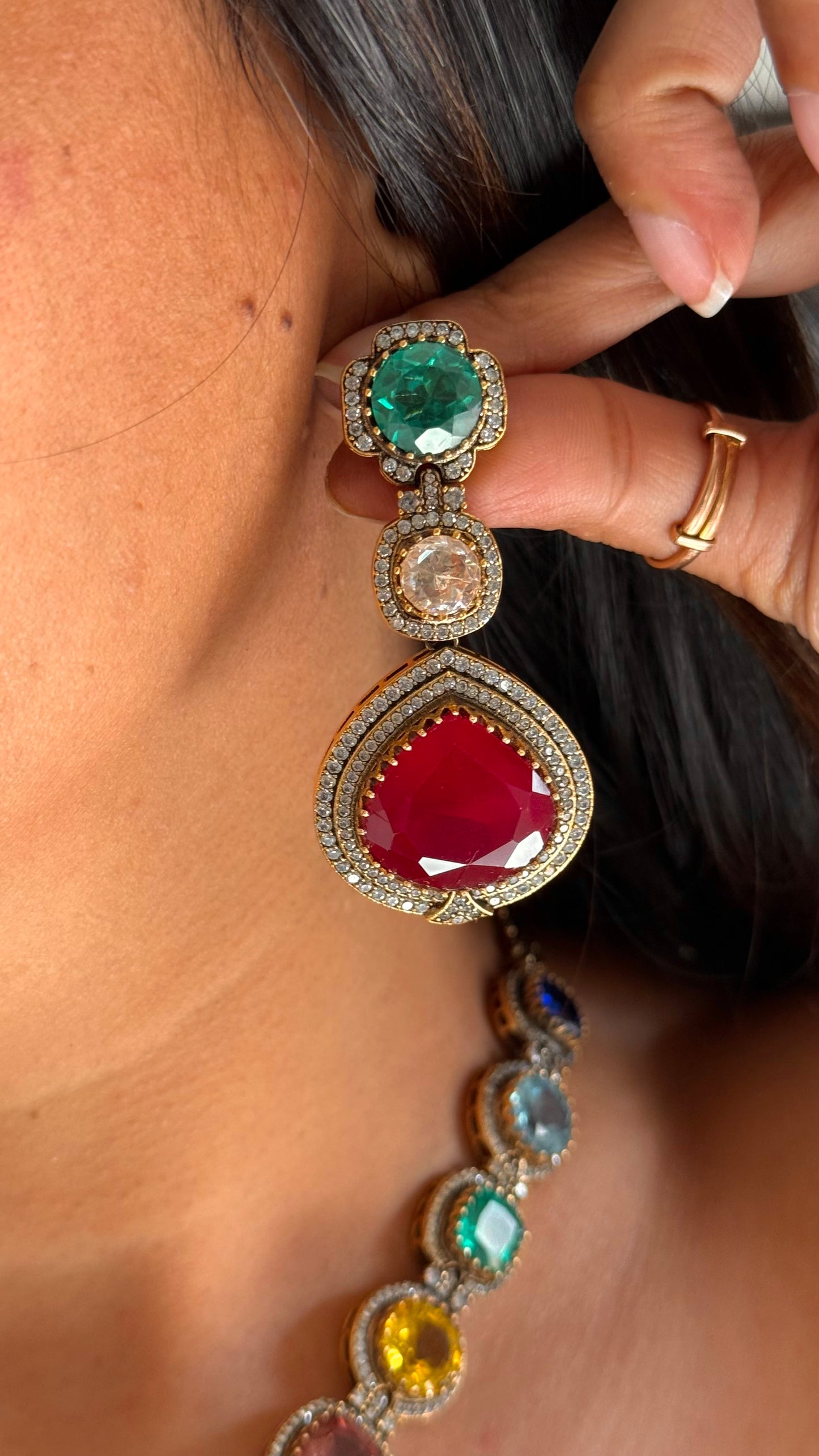 Amrapali inspired navratna doublet set