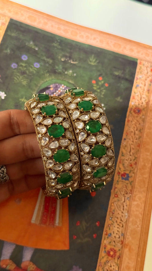 Emerald doublet polki Victorian openable bangle