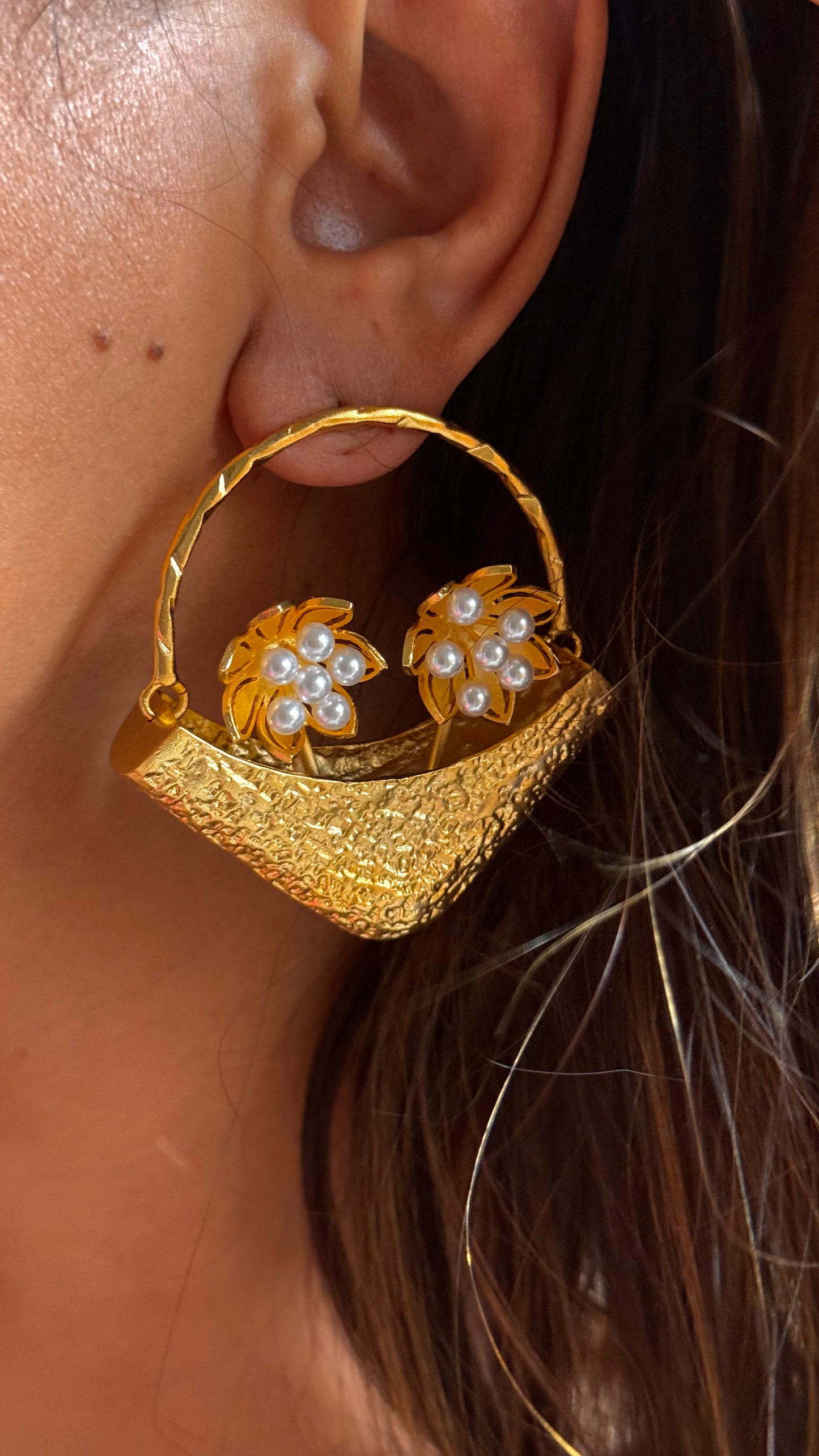 24kt Dubai Gold inspired loops with dual flower bucket