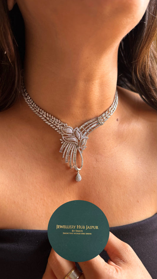 Galaxy glow crystal drape Necklace