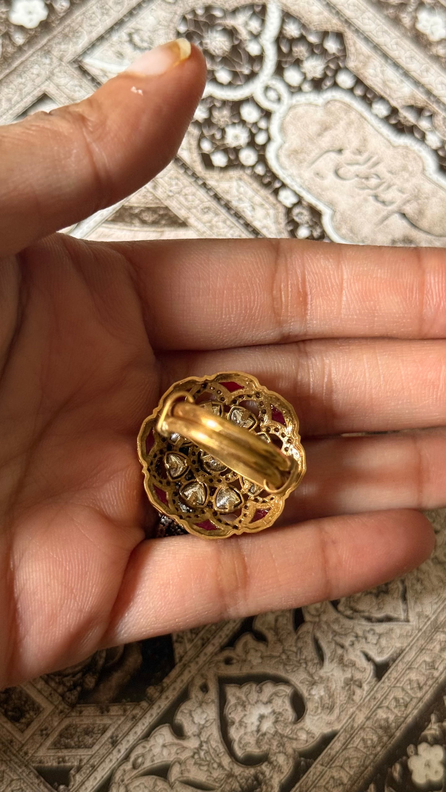 Rani pink katdana moissanite adjustable ring ￼
