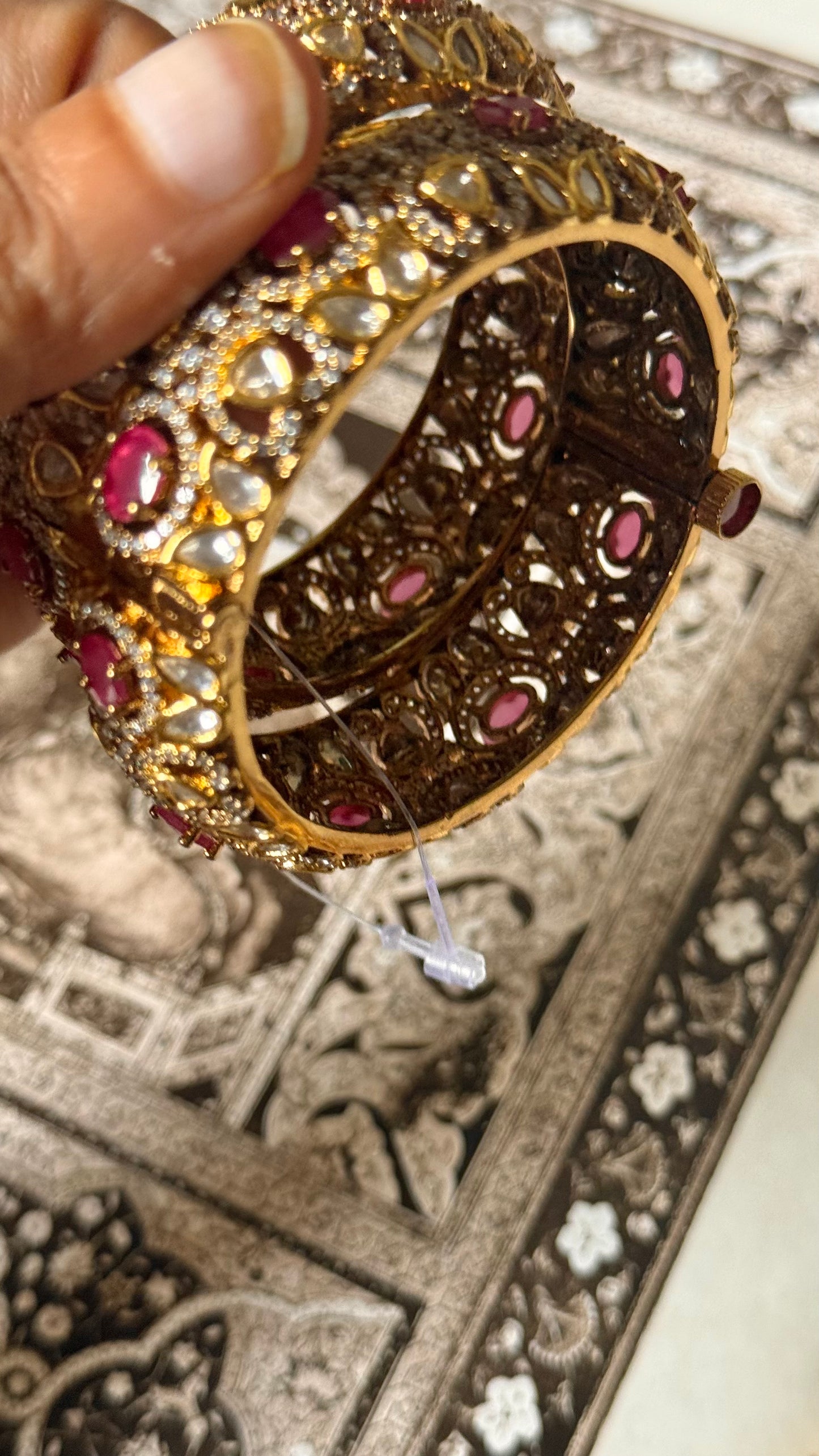 Rani pink doublet moissanite openable bangle