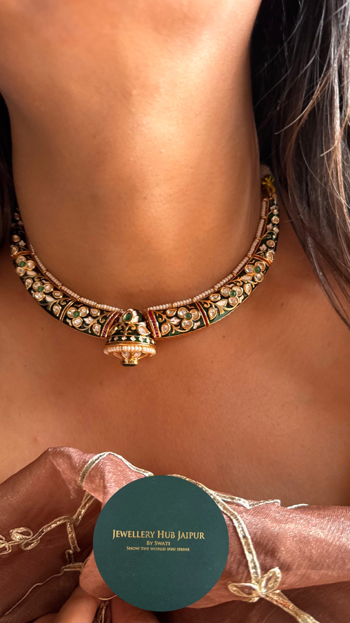 Emerald & ruby with Meenakari haslii