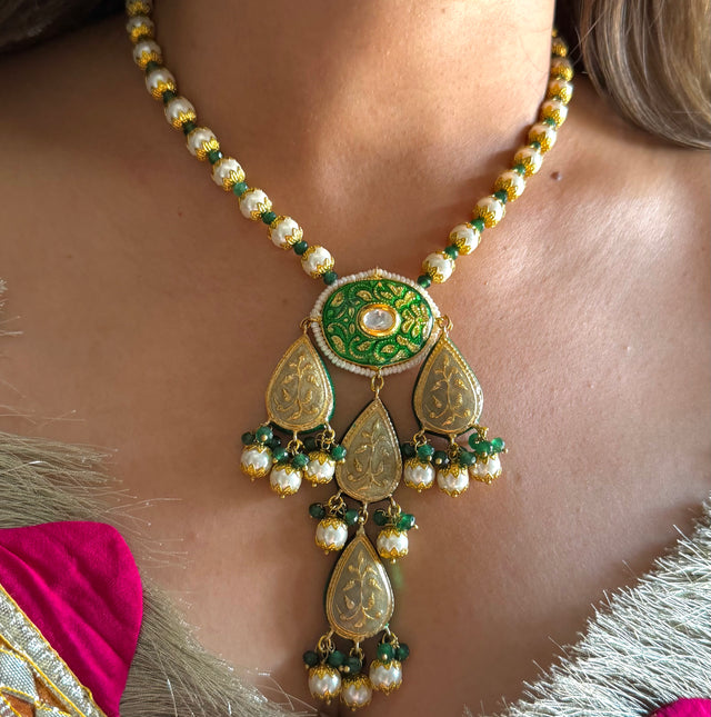 Emerald Meenakari necklace