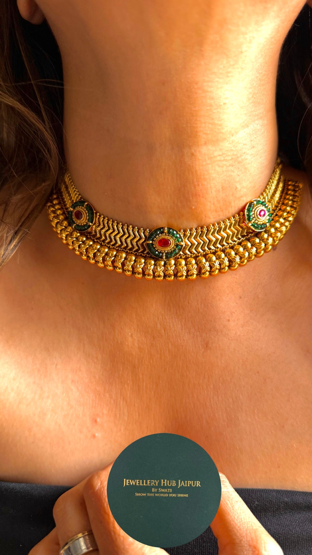 Emerald & ruby suthla nakshi Necklace