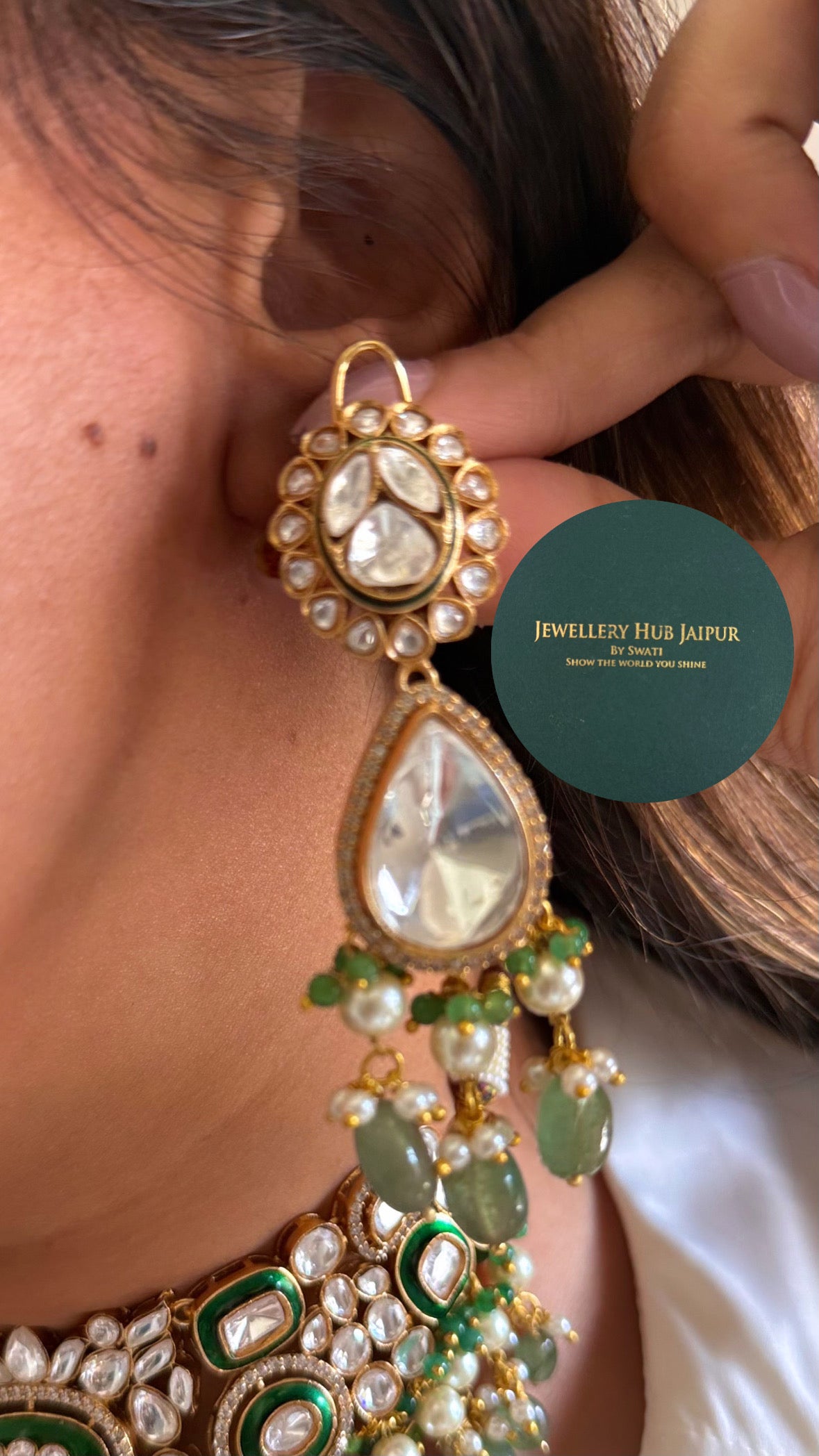 Suhasini Mint emerald polki choker