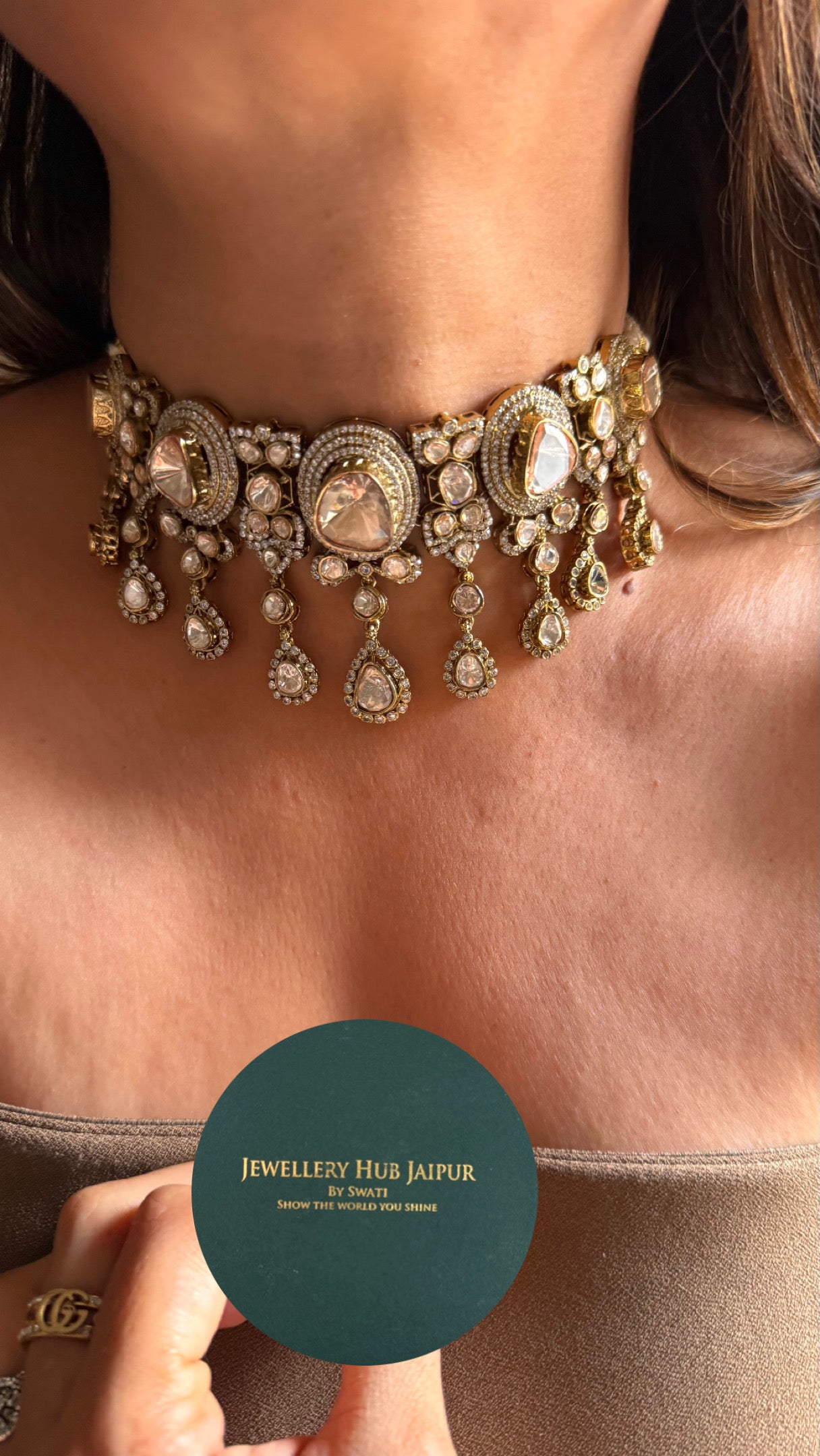 Uncut peeli polki Moissanite choker necklace