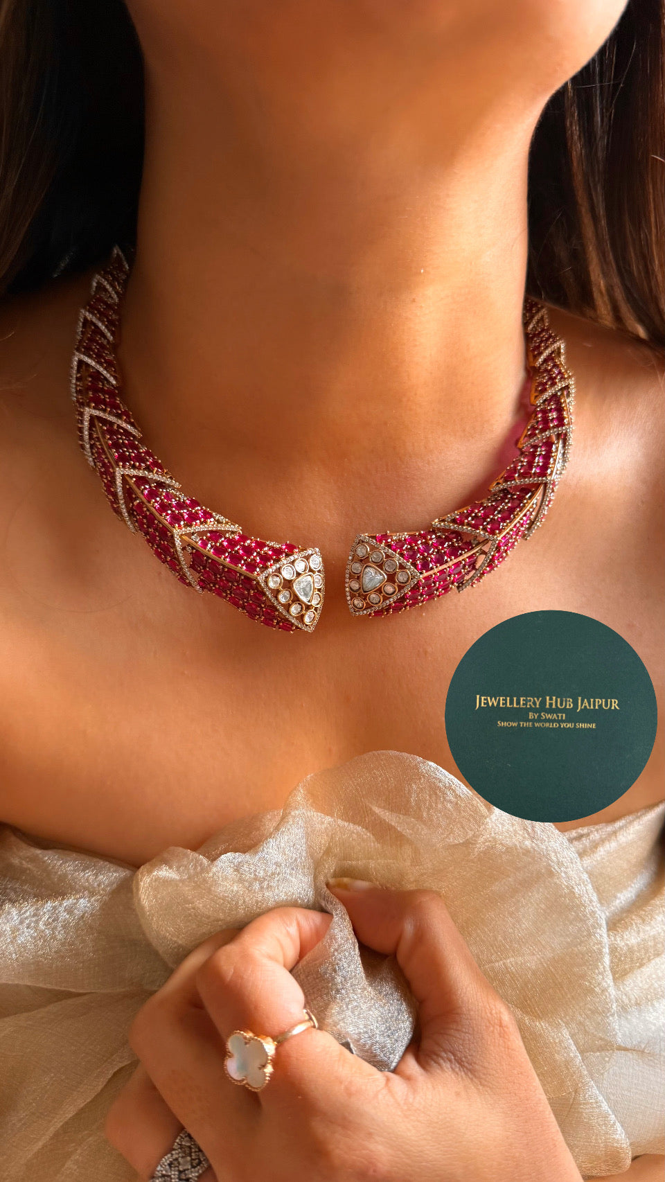 Designer ruby & moissanite hasli