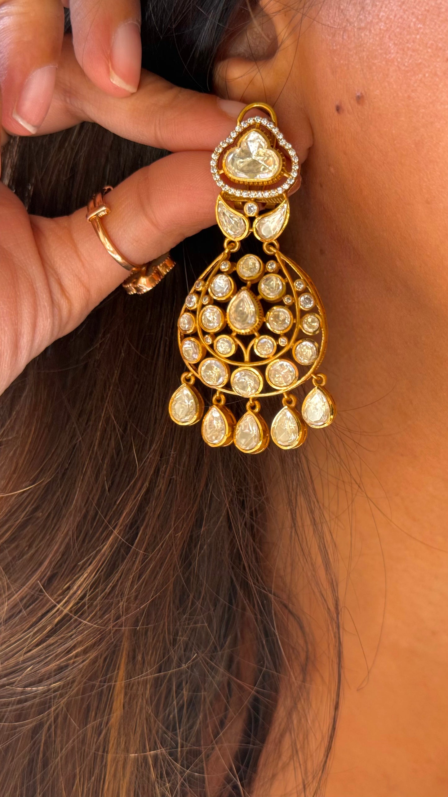 Real moissanite (LV) Chandbali