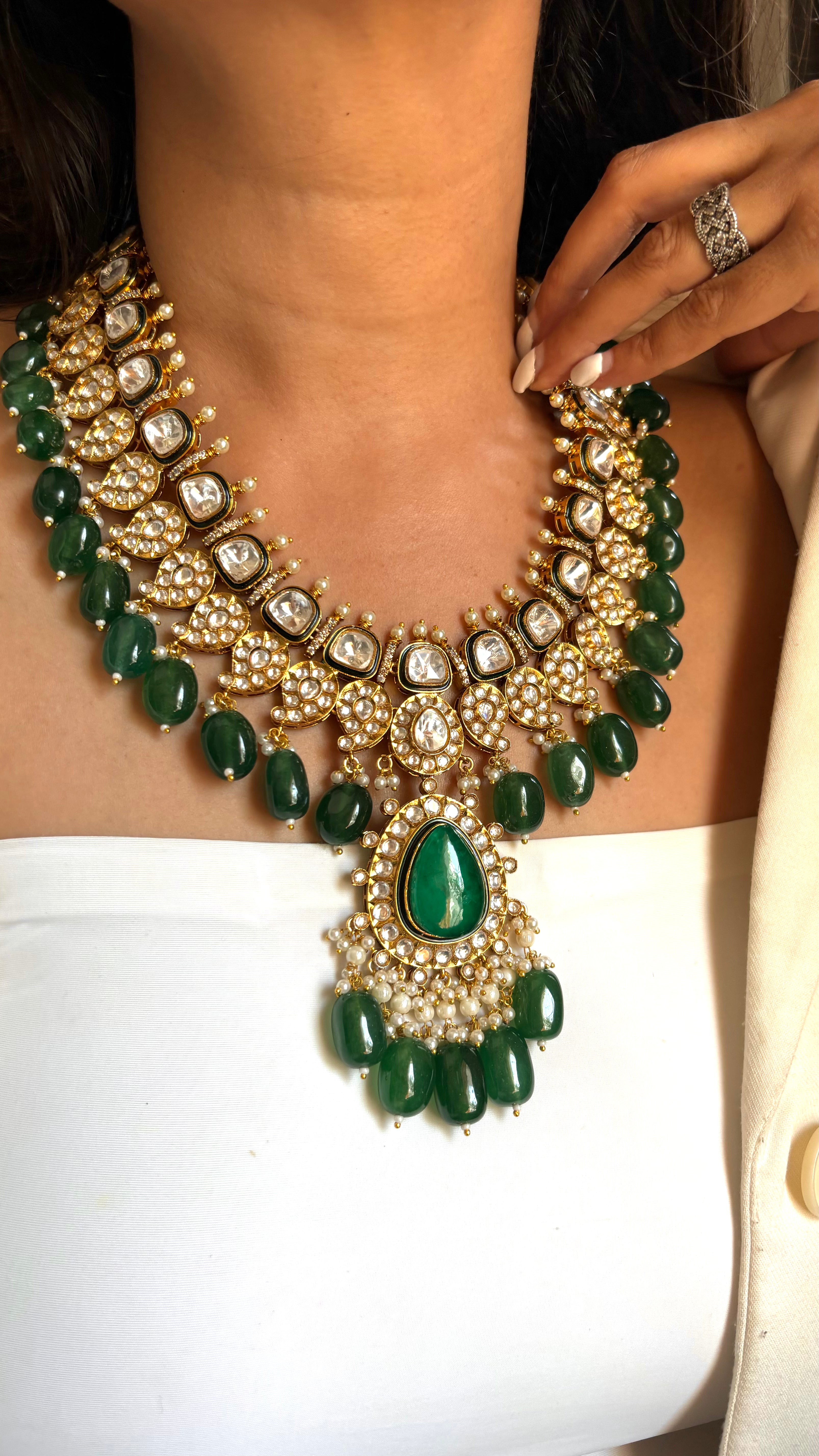 Emerald meenakari heritage rani haar