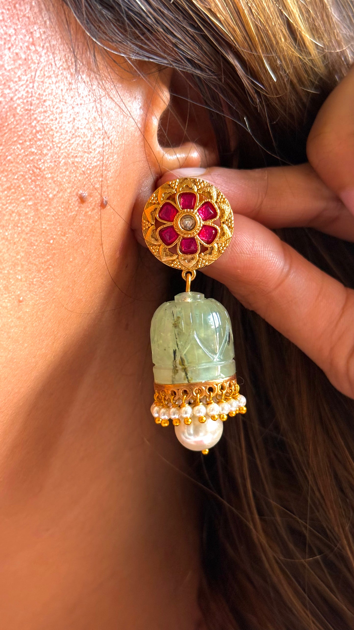 Amrapali inspired carving design jhumki