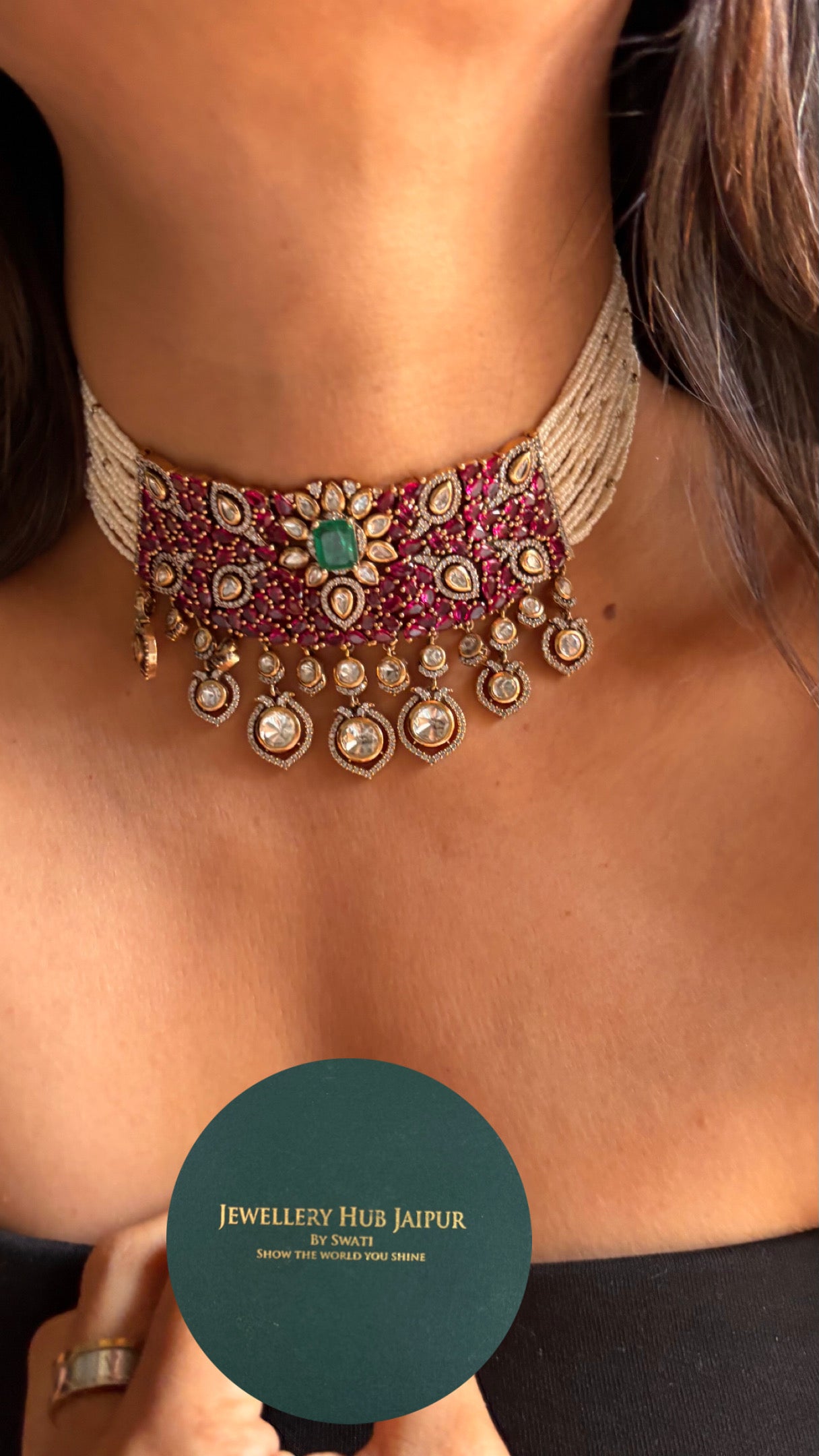 Rani pink takkar work choker