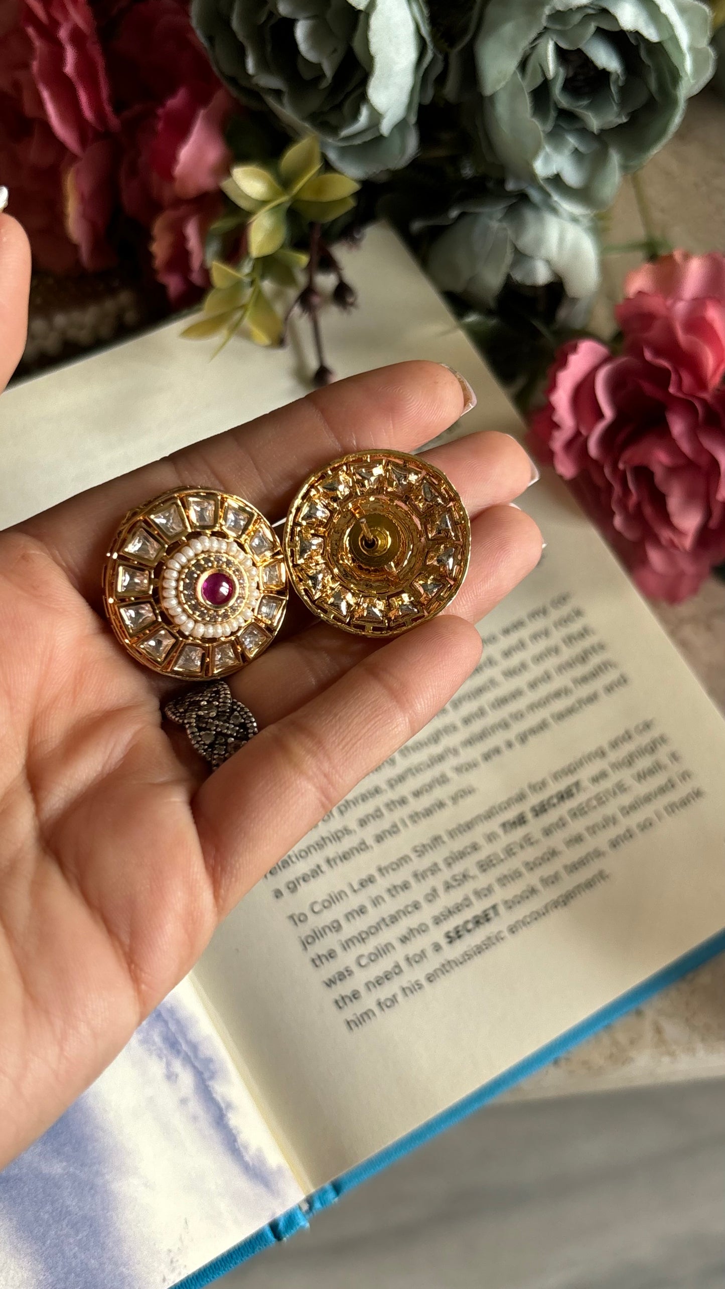 Ruby golden earrings