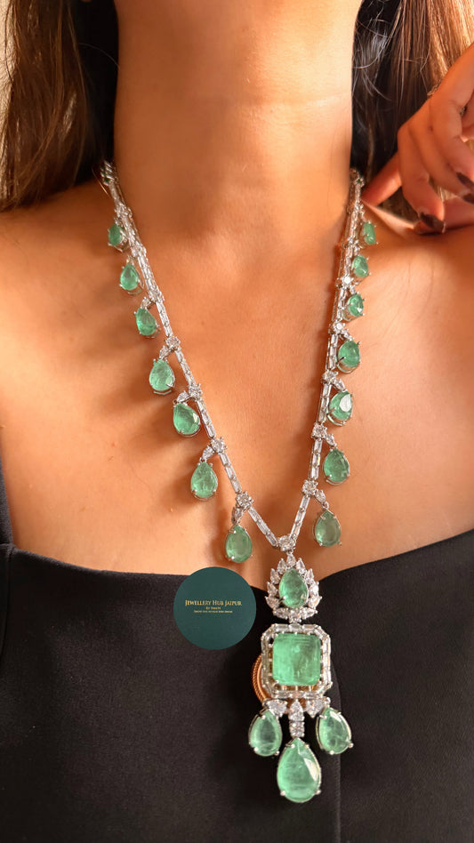 Mint doublet cz diamond statement necklace