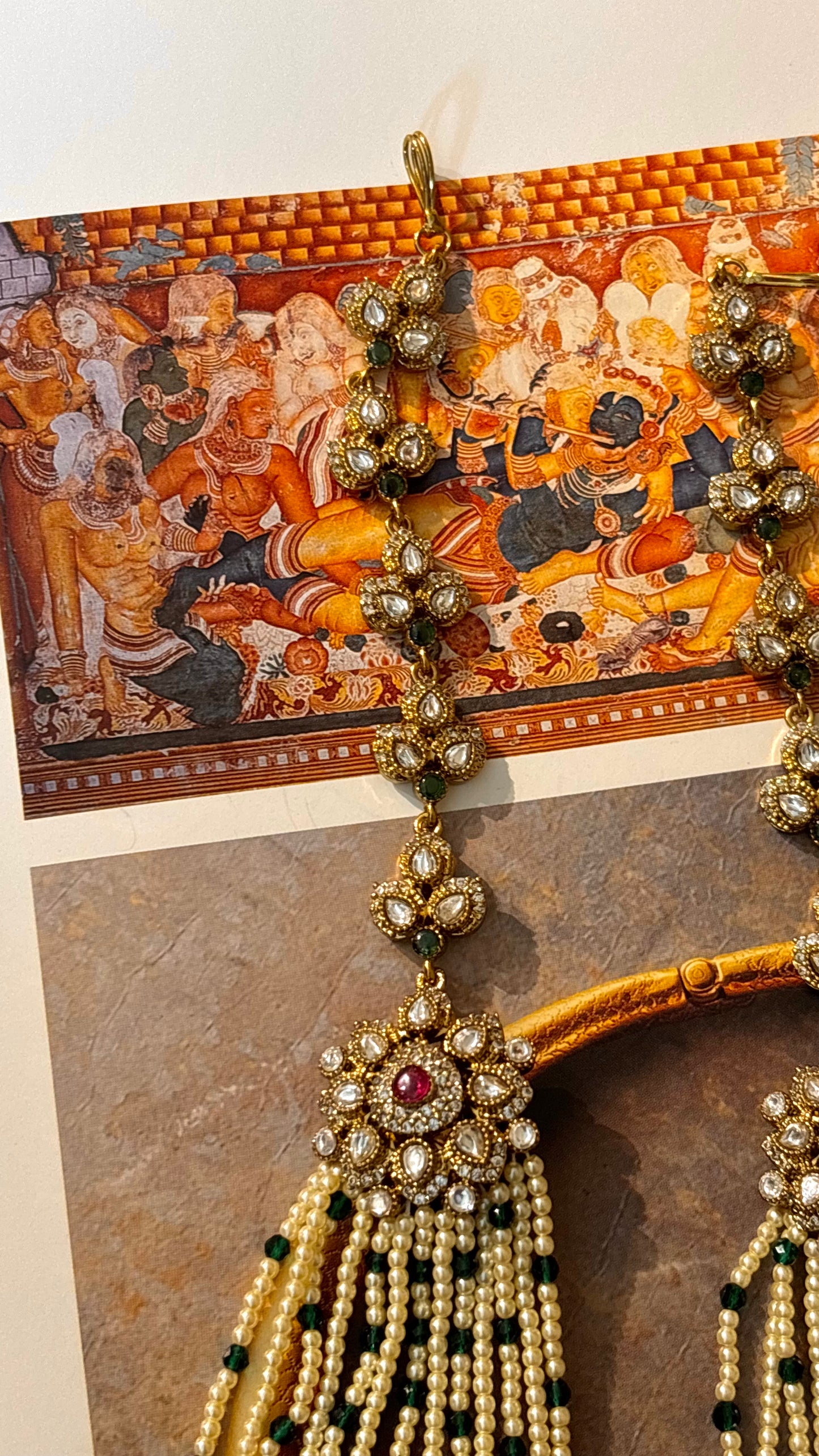 Royal heritage panch jhumki with attached kanchain