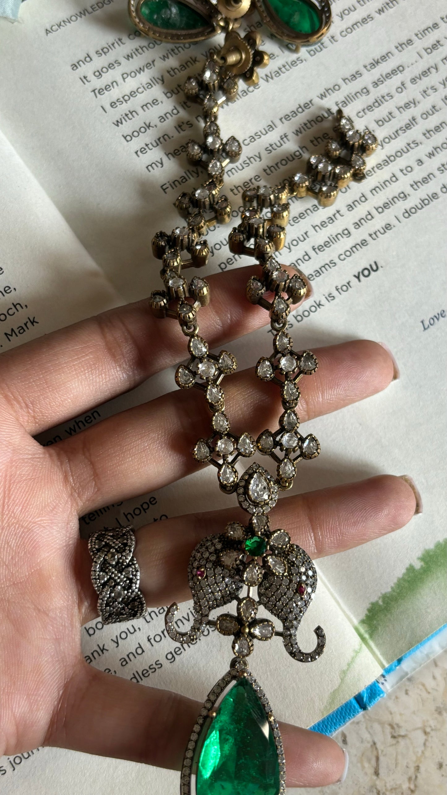 Emerald doublet Victorian necklace with earrings
