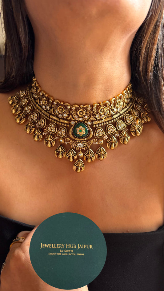Dark emerald heritage rajwada Necklace