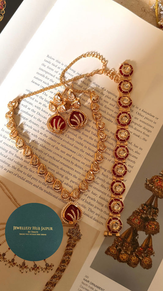 Ruby doublet moussanite petal collar set