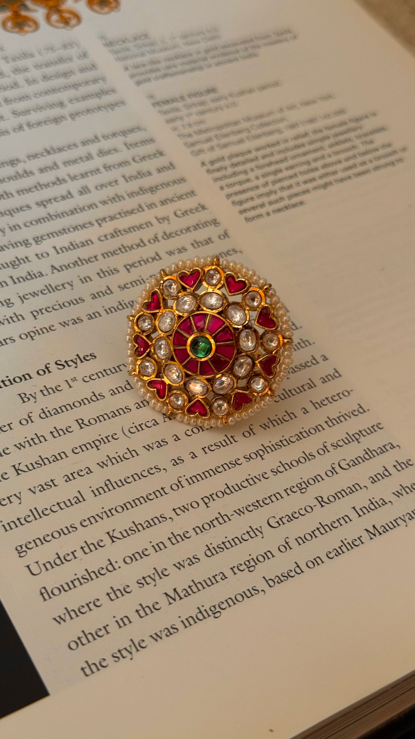Rubby paachi kundan heritage ring