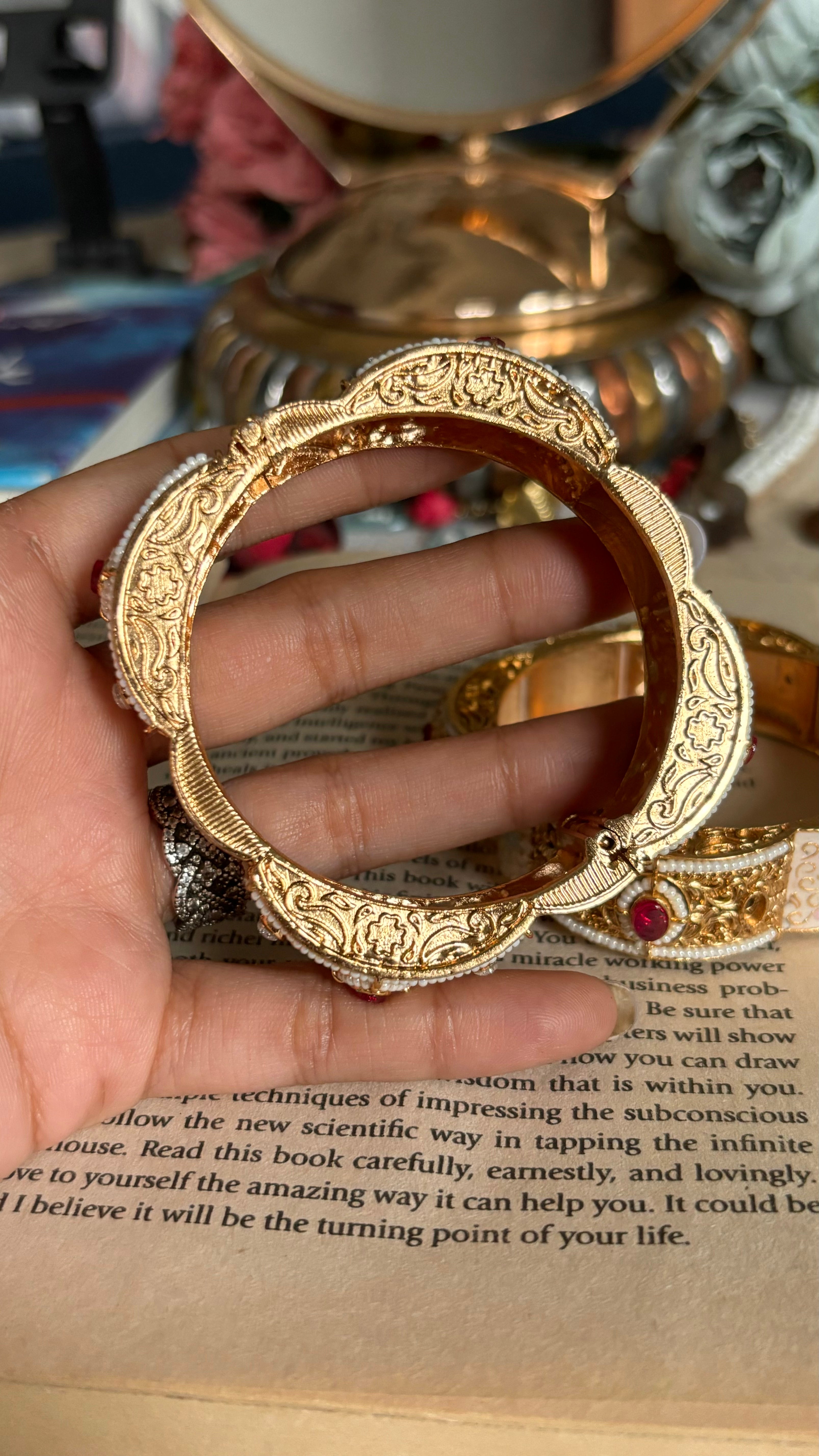 Square shape, Meenakari and Ruby bangles