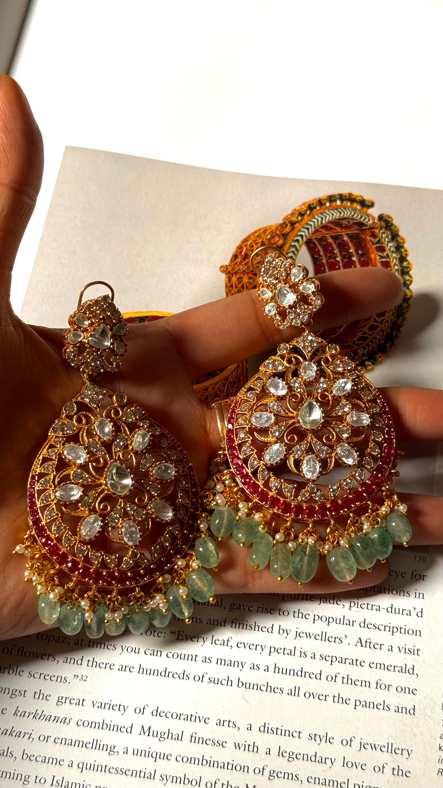 Real moissanite ruby danglers with mint strawberry
