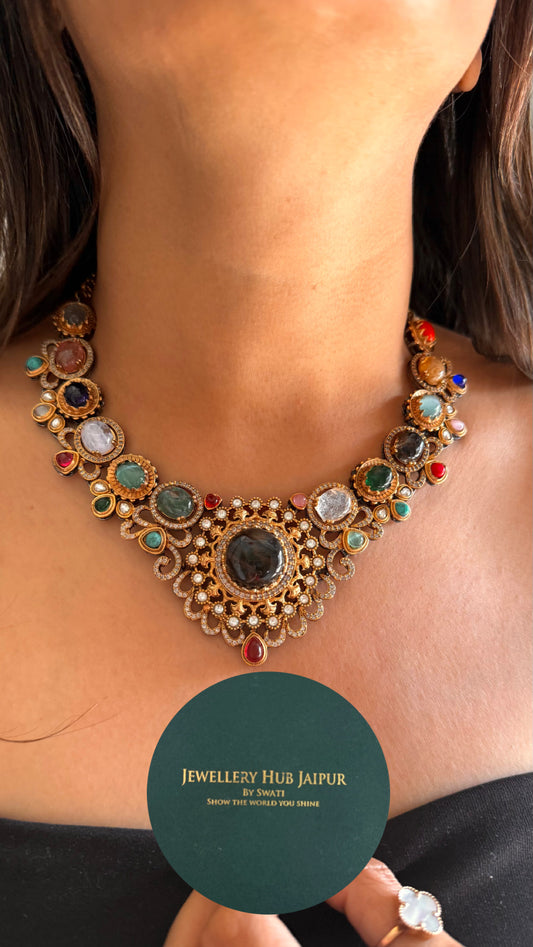 Sabyasachi inspired vintage collar set with danglers