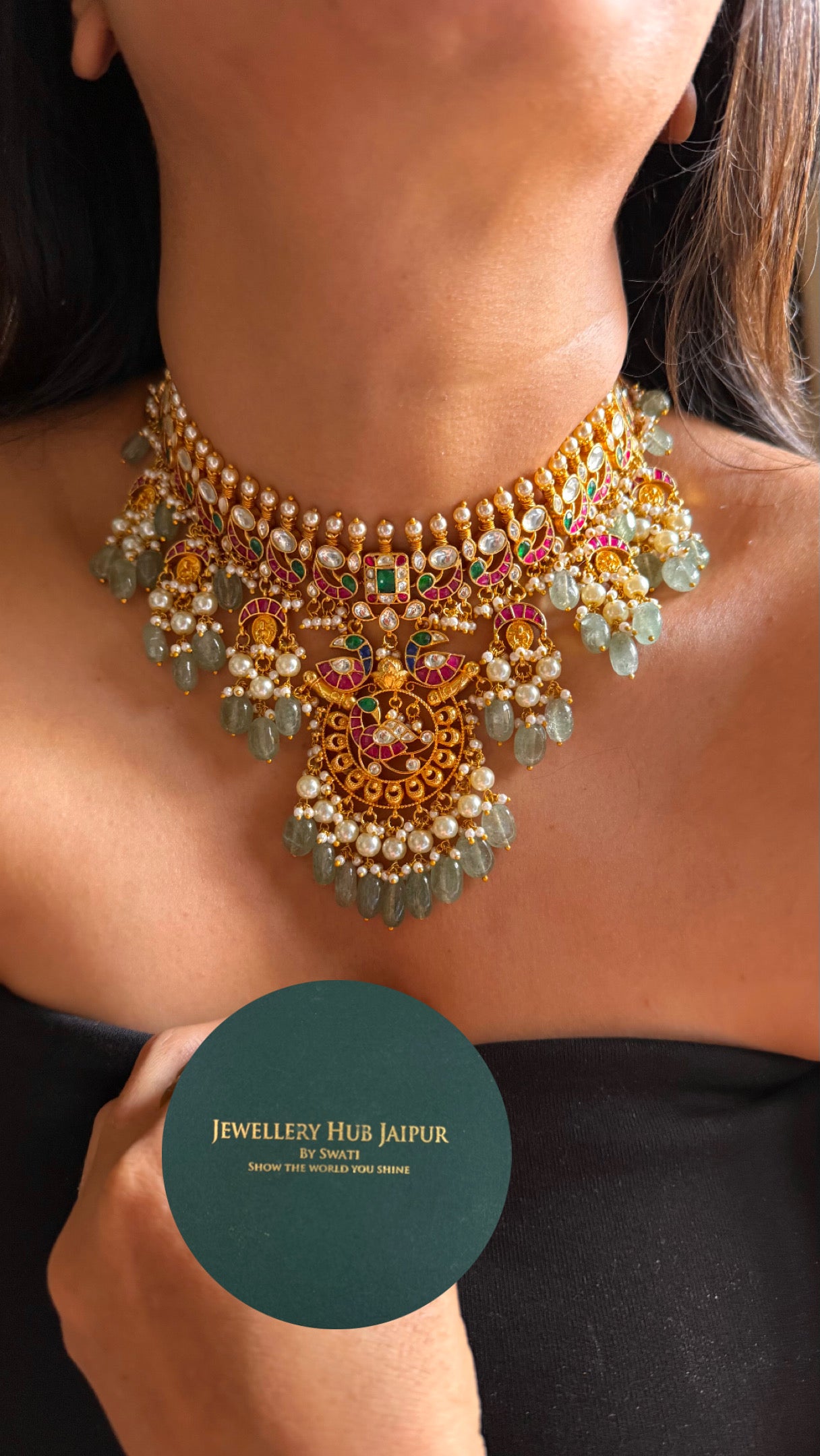 Heritage paachi kundan swarn Necklace