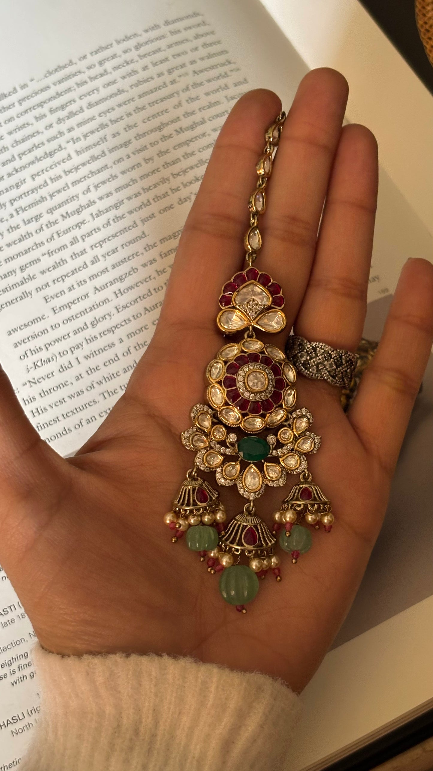 Mint & Ruby heritage victorian maangtika