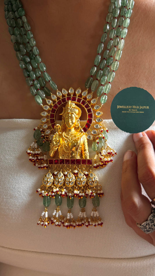 Lord shiva with goddess parvati temple pendant necklace