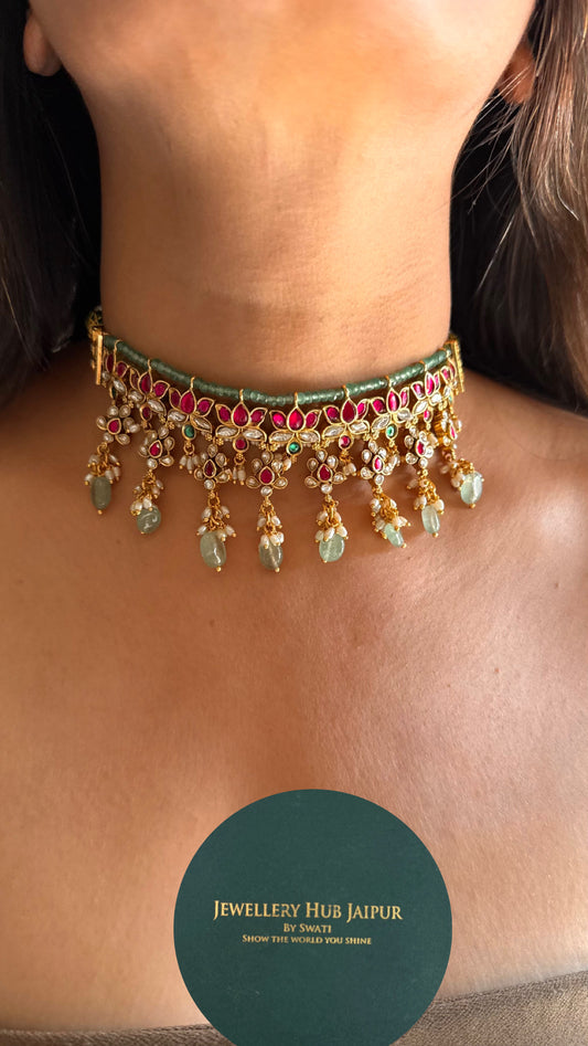 Lotus inspired rajwada choker set