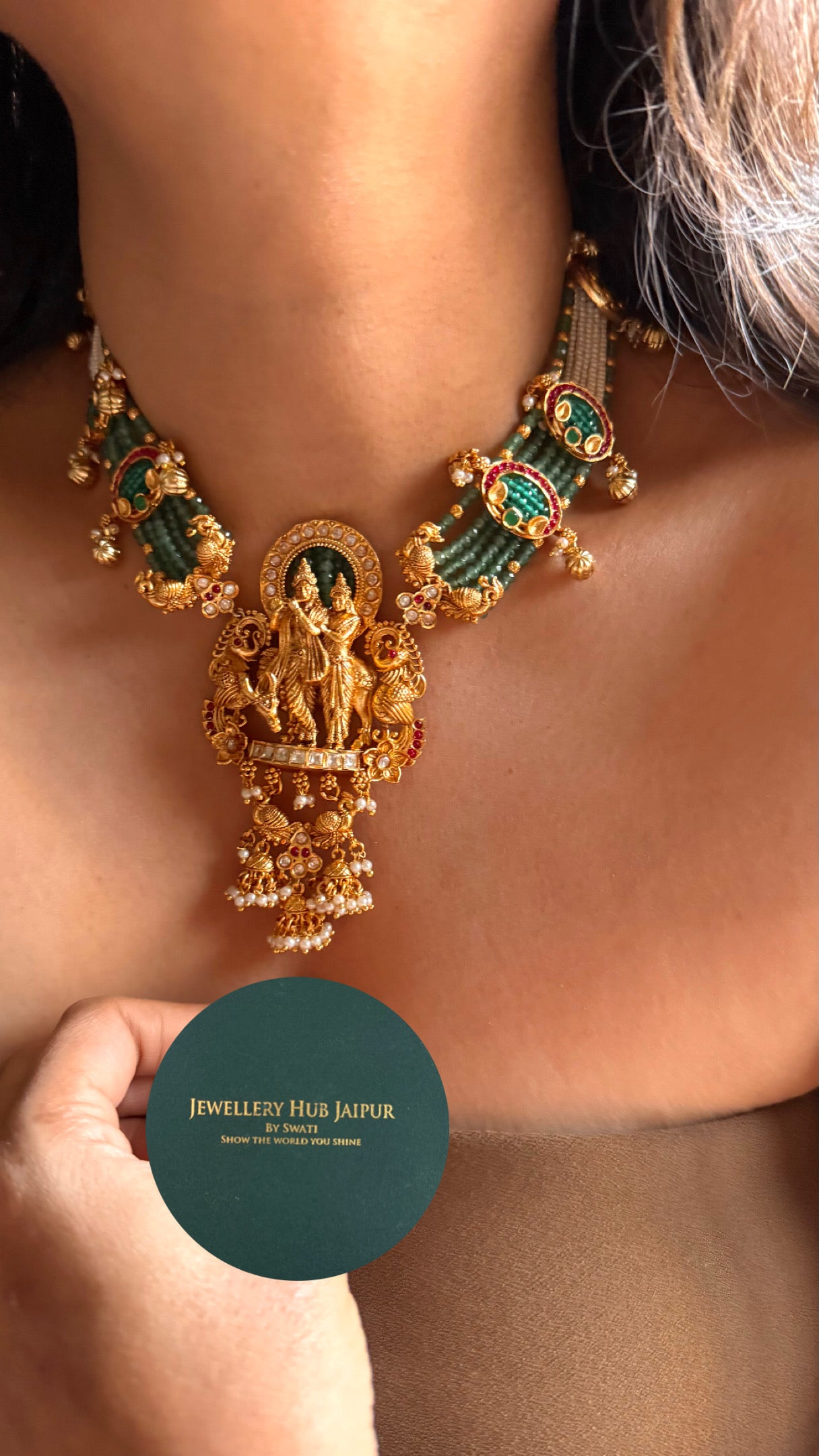 Lord radha krishna inspired temple Necklace