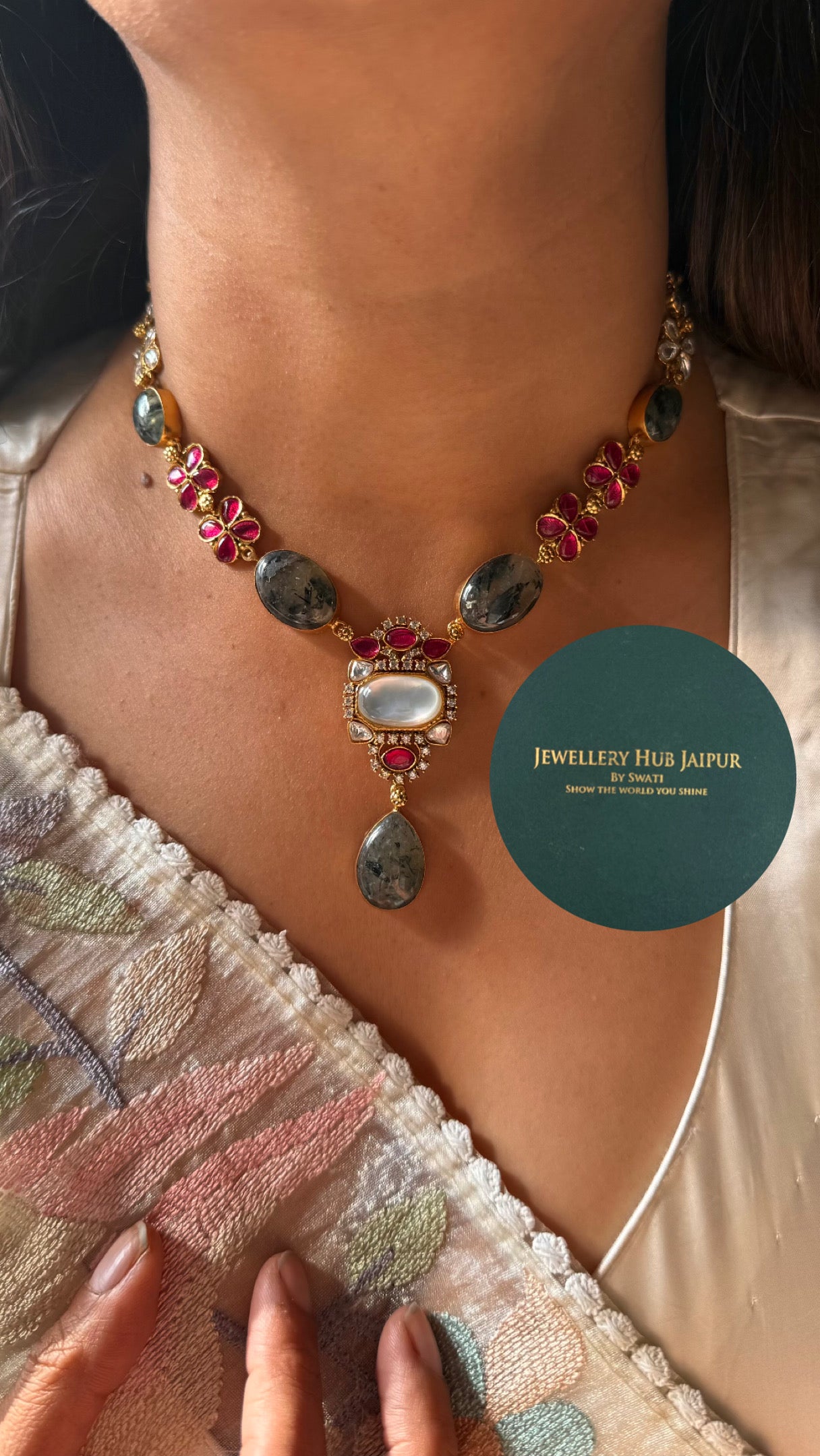 Mother of Pearl & Granite Amrapali Necklace