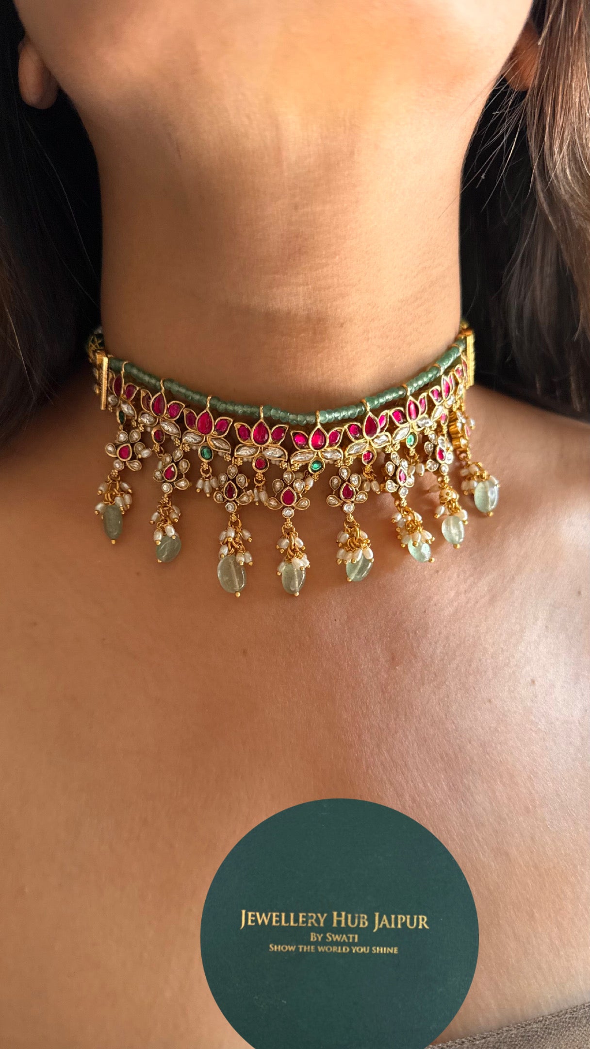 Lotus inspired rajwada choker set