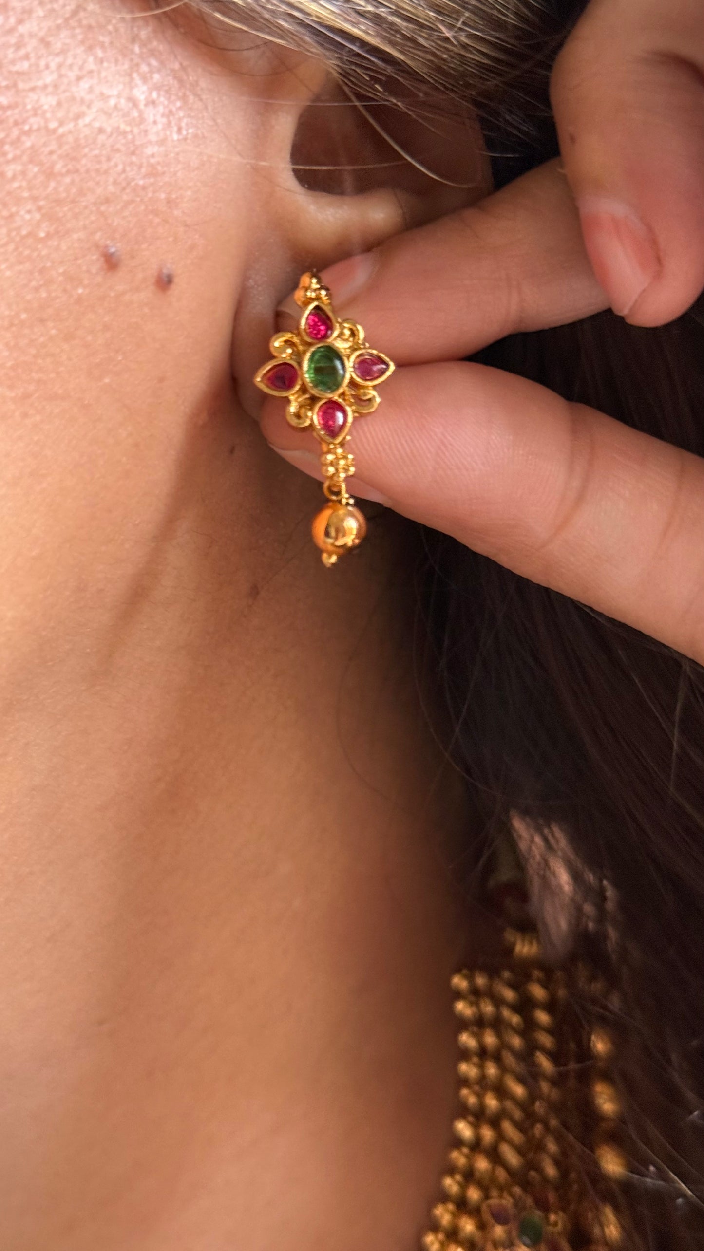 Maharashtra gold inlay necklace