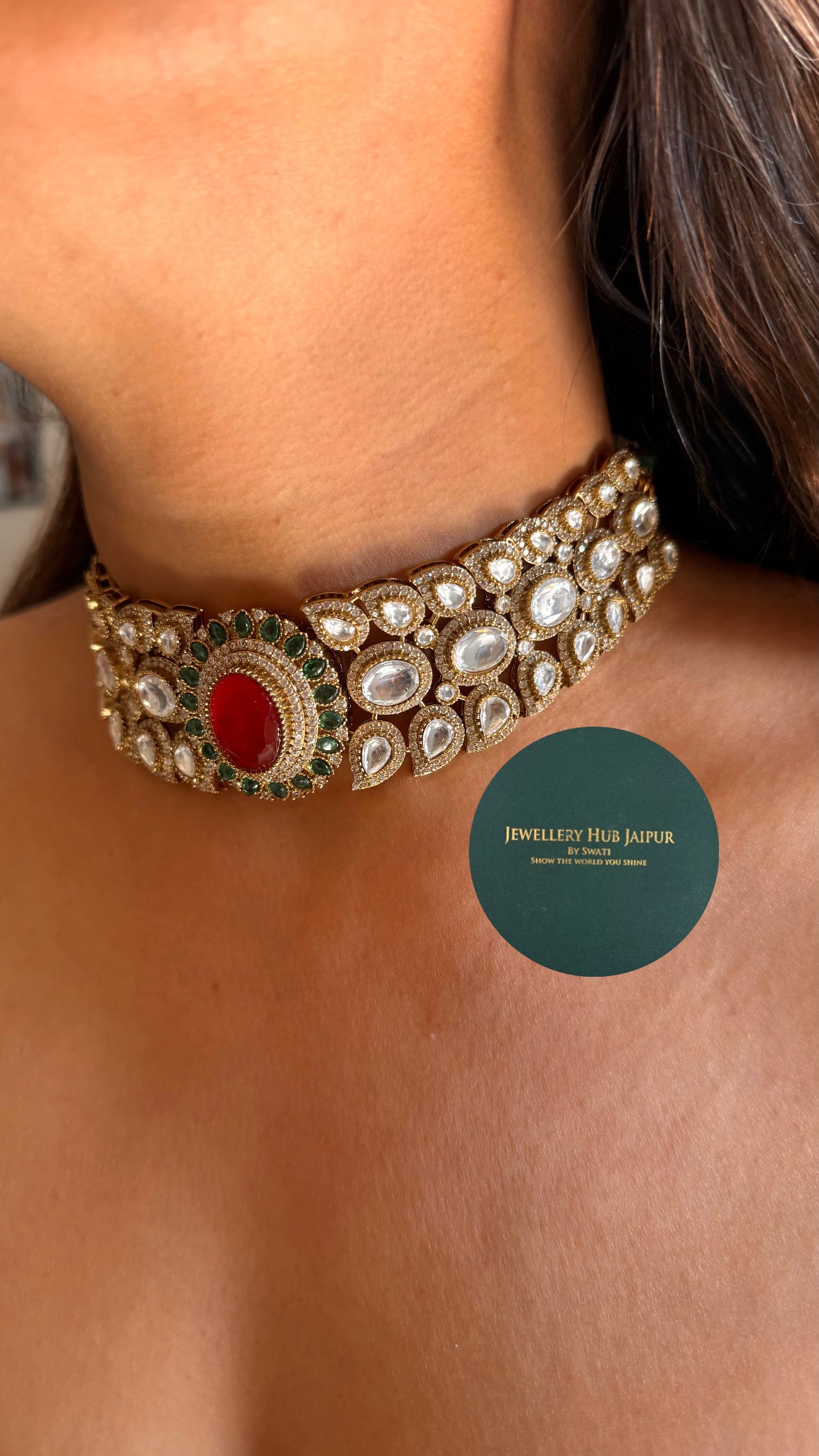Emerald & Ruby bridal asia inspired choker
