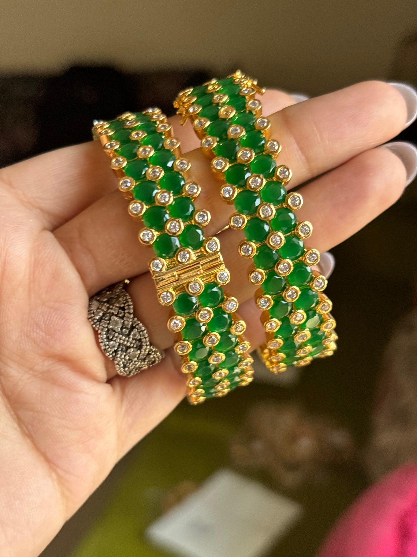 Emerald openable bangles