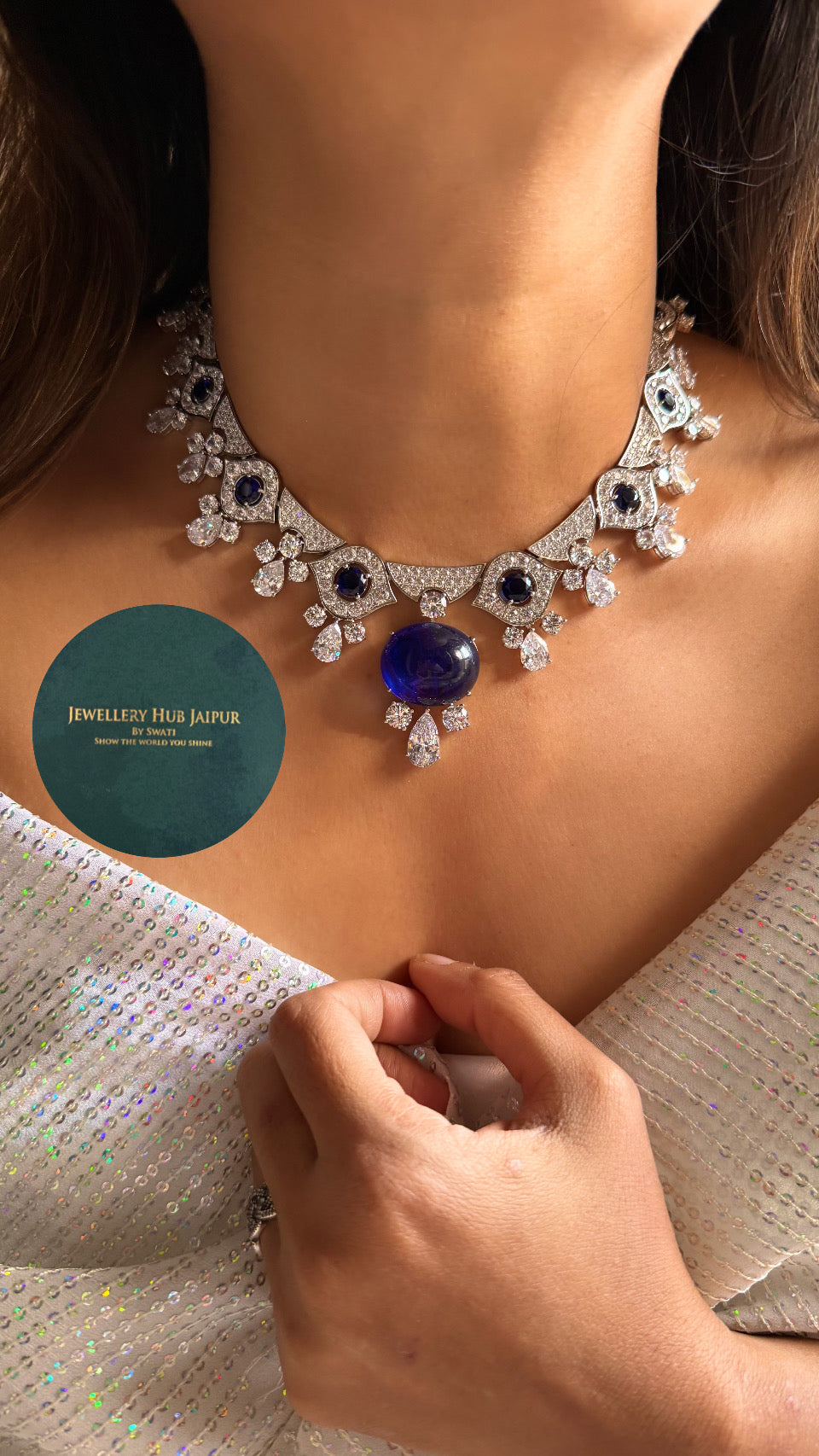 Sapphire bvlgari inspired diamond set