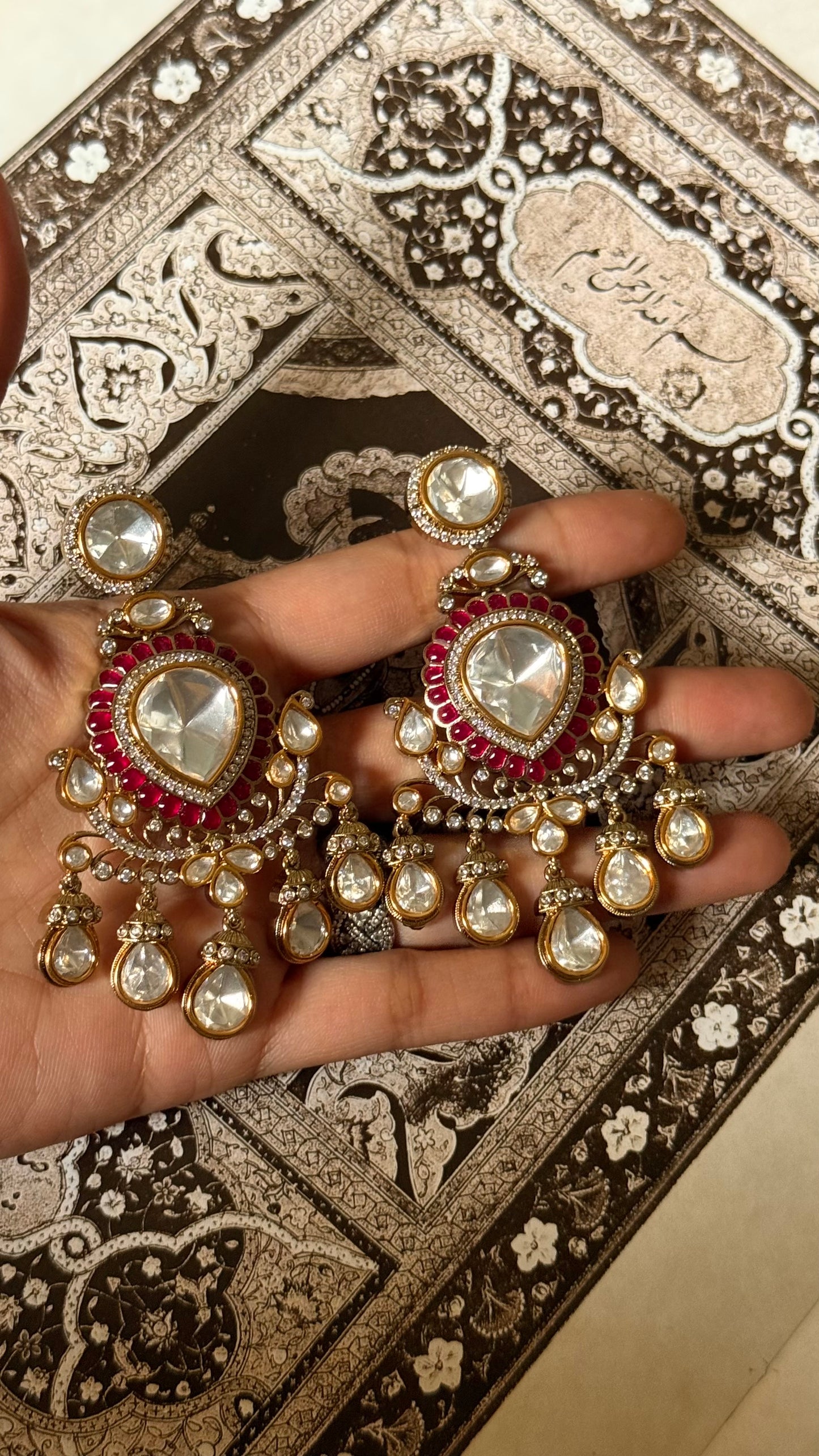 Ruby moissanite polki danglers
