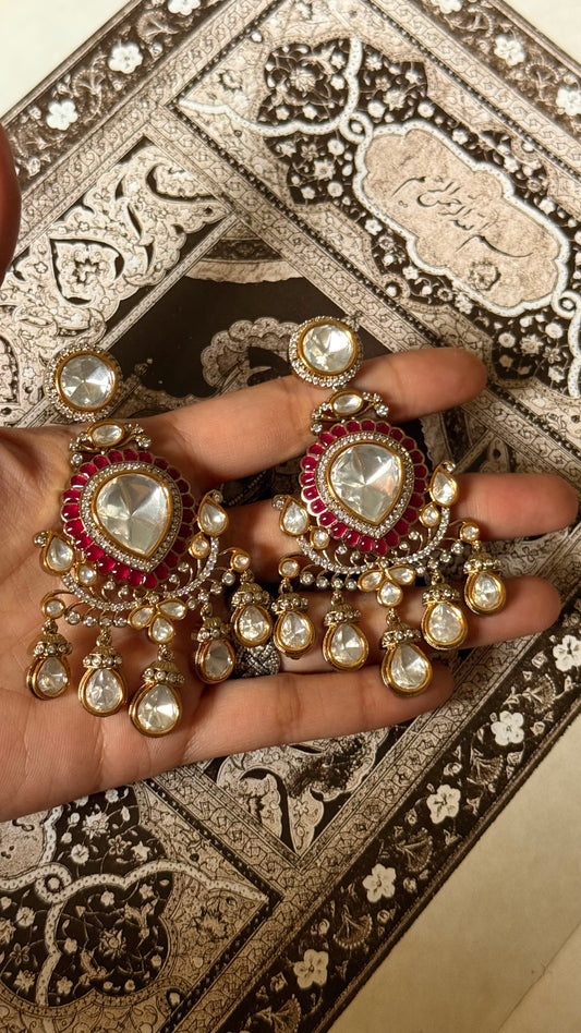 Ruby moissanite polki danglers