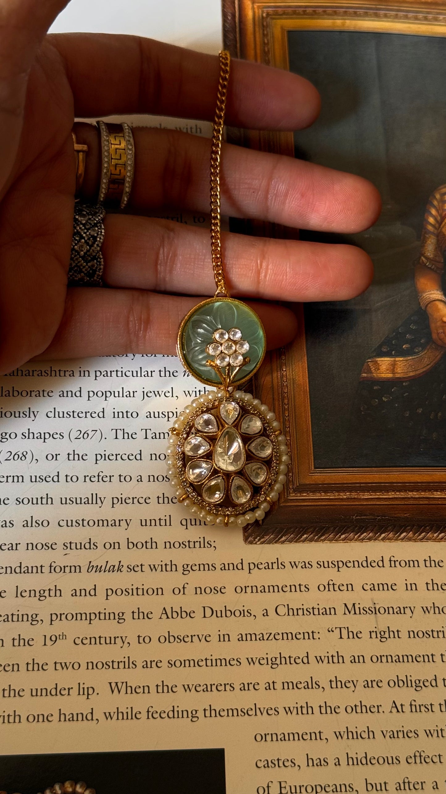 Mint inlay floral maantikka