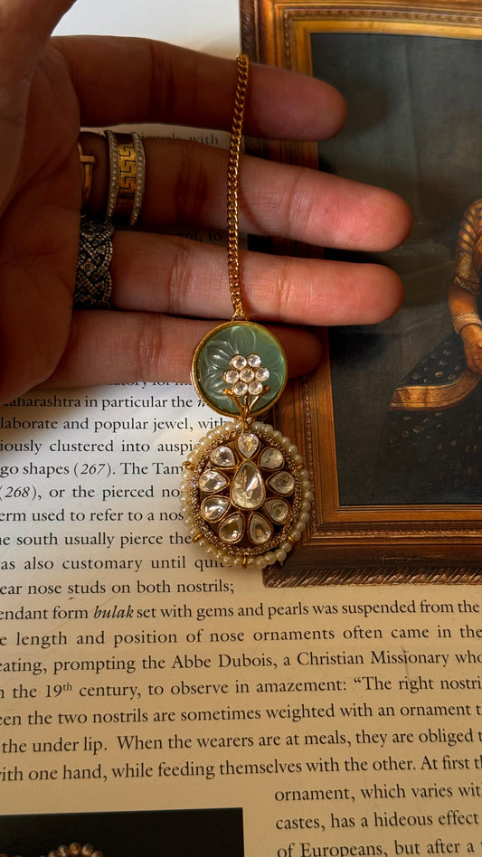 Mint inlay floral maantikka