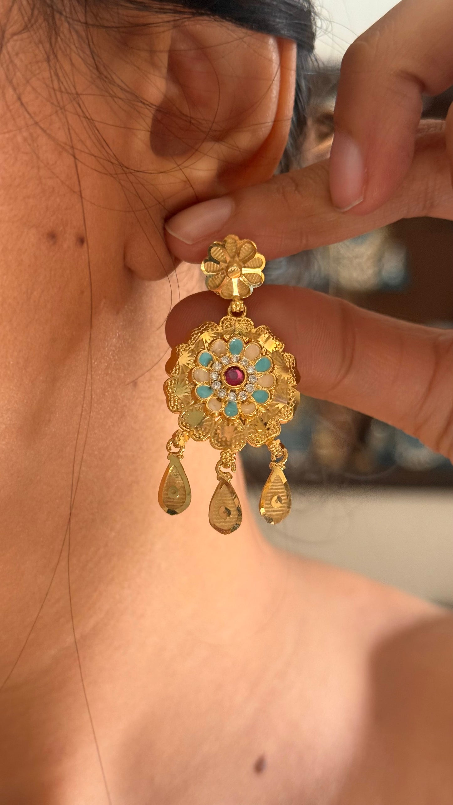 gold meenakari necklace