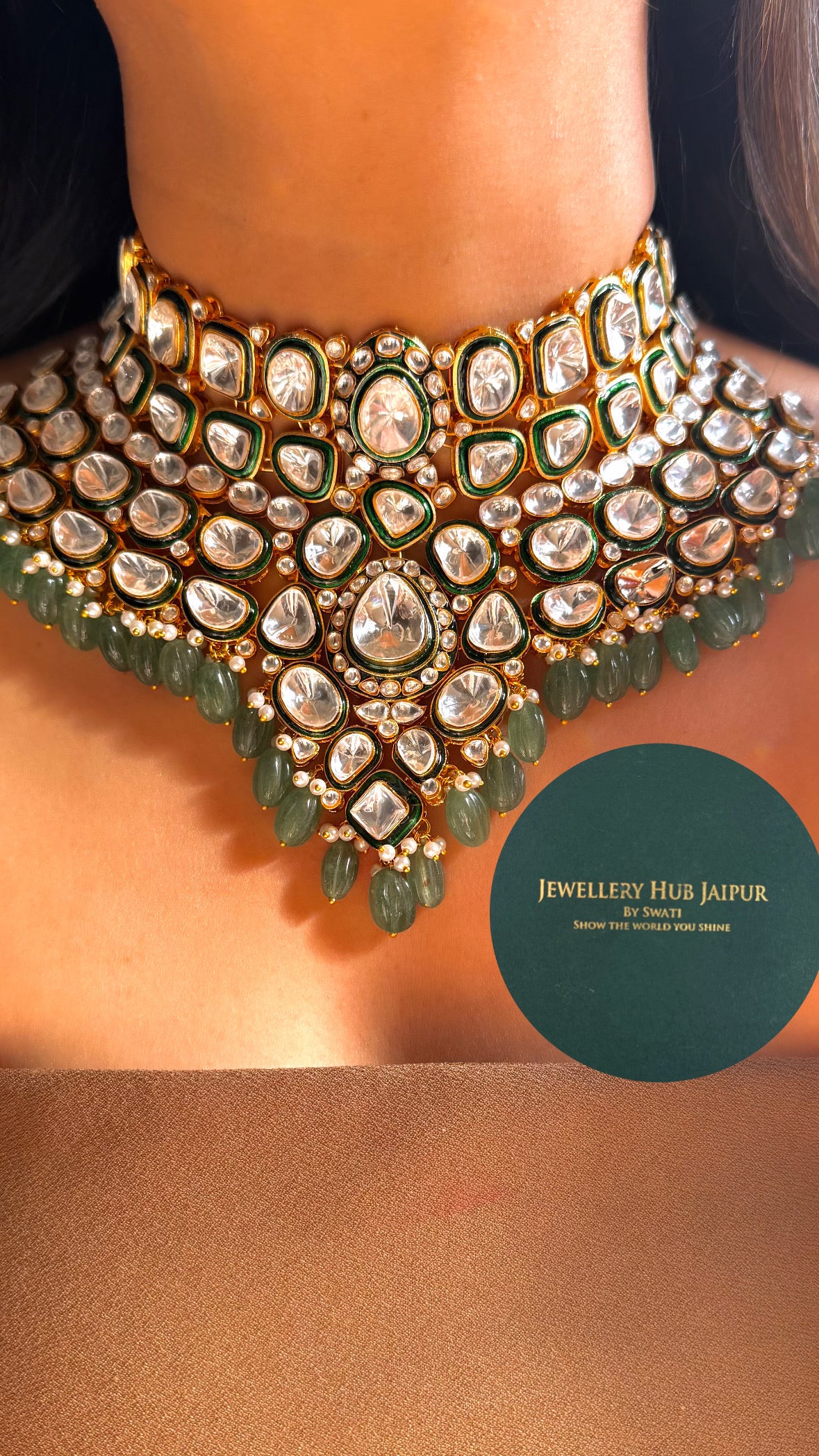 emerald meenakari heritage choker set