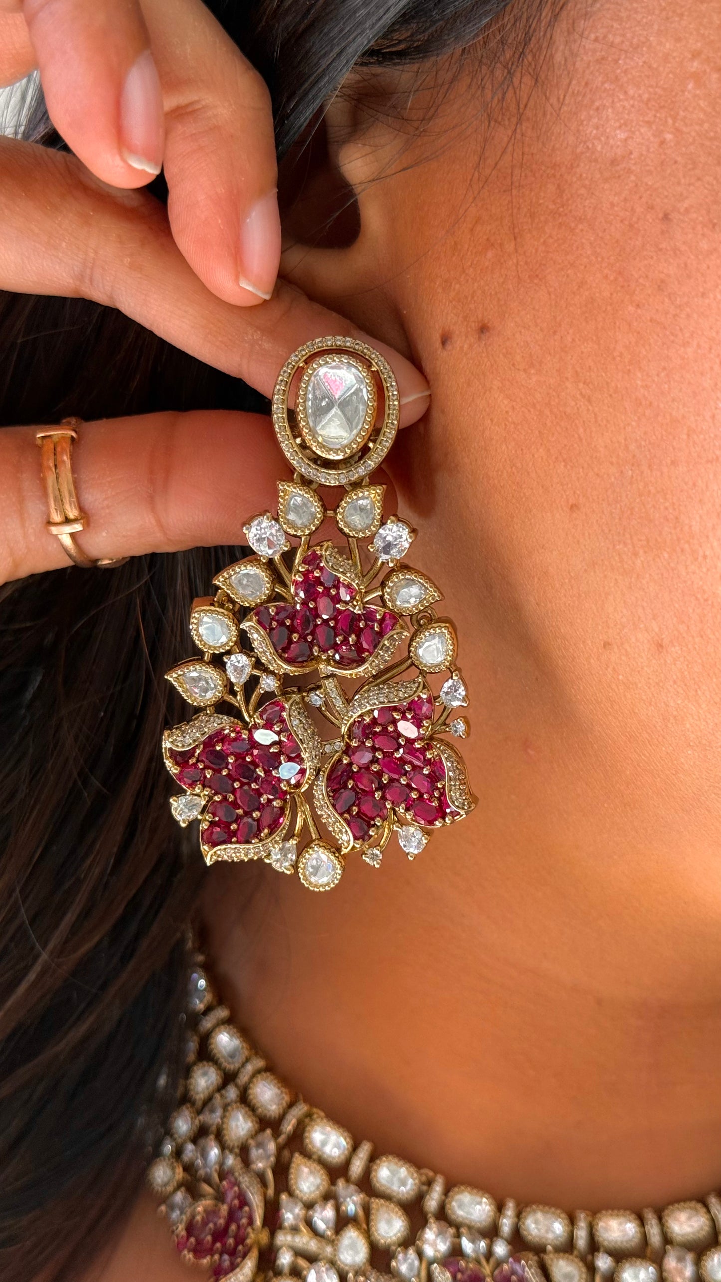 Ruby takkar victorian polki neckalce